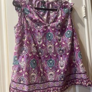 Floral Purple Sleeveless Shell Talbots